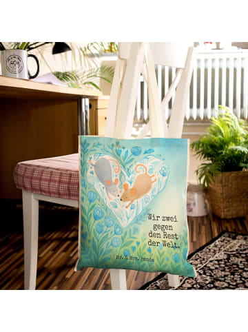 Mr. & Mrs. Panda Beuteltasche Mäuse Herz Design mit Spruch in Weiß