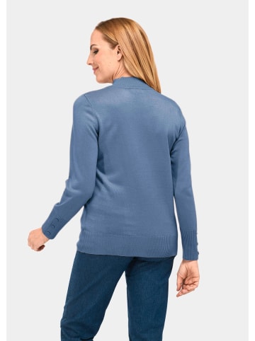 GOLDNER Kurzgröße:  Pflegeleichter Pullover mit Stehbundkragen in blau