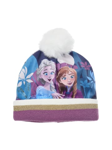 Disney Frozen Wintermütze mit Bommel Elsa und Anna in Lila