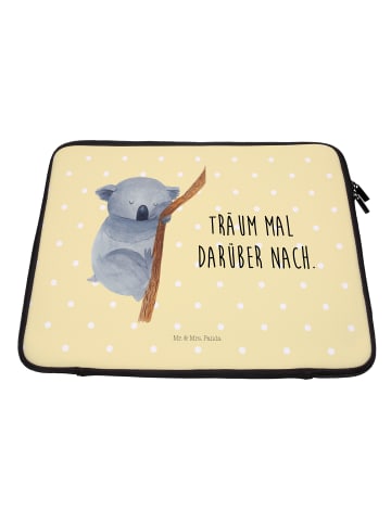 Mr. & Mrs. Panda Laptop Tasche Koalabär mit Spruch in Gelb Pastell