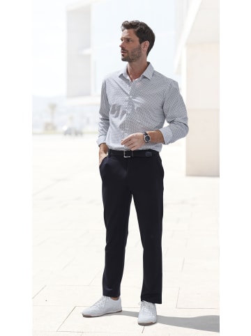 H.I.S Langarmhemd in weiß-anthrazit-bedruckt