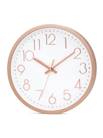 Intirilife Wanduhr mit D30,5 cm in Rosé Gold-Weiß