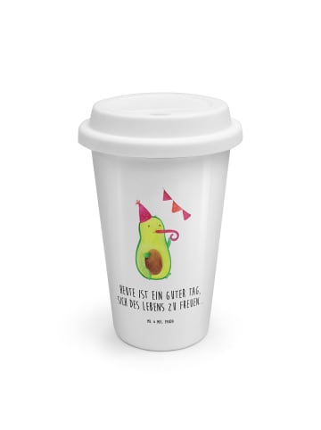 Mr. & Mrs. Panda Trinkbecher Avocado Party mit Spruch in Weiß