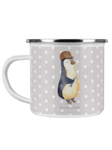 Mr. & Mrs. Panda Camping Emaille Tasse Wenn Papa es nicht repari... in Grau Pastell