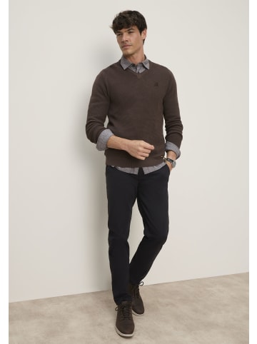 Man's World V-Ausschnitt-Pullover in dunkelbraun