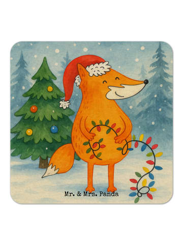 Mr. & Mrs. Panda Bierdeckel Fuchs Weihnachten Design ohne Spruch in Weiß