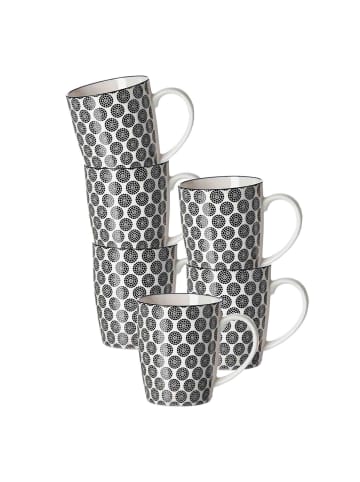 Ritzenhoff & Breker 6er Set Henkelbecher Takeo Circles in Schwarz-Weiß 350 ml
