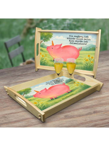 Mr. & Mrs. Panda Tablett Einhorn Schwein Design mit Spruch in Weiß