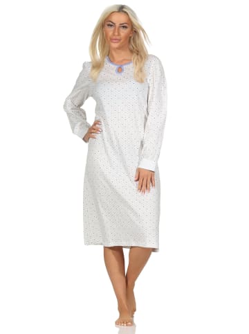 NORMANN Langarm Nachthemd klassische Design Knopfleiste am Hals - 87426 in blau