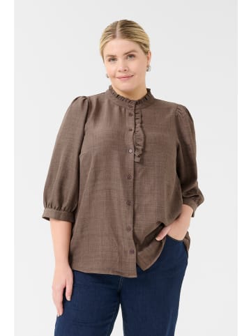 KAFFE curve Langarm-Bluse KCellinor in Deep Taupe CC
