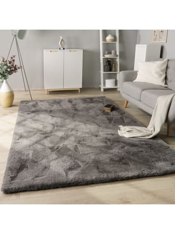 KADIMA DESIGN Hochflor Teppich Shaggy Unifarben Schlafzimmer in Anthrazit