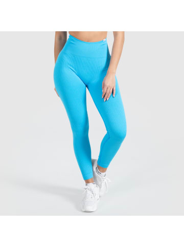 SMILODOX Kompression Leggings Amaze Ripp in Hellblau Melange