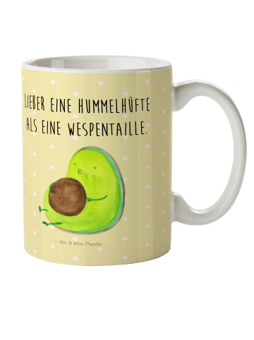 Mr. & Mrs. Panda Kaffeetasse Avocado Pfeifen mit Spruch in Gelb Pastell