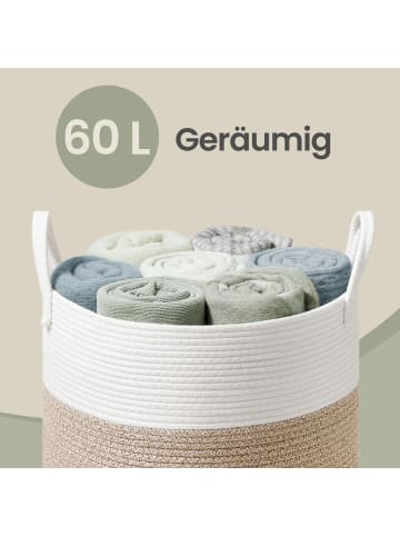 SONGMICS Wäschekorb Stowit in Weiß-Graubraun - (B)35 x (H)50 x (T)35 cm