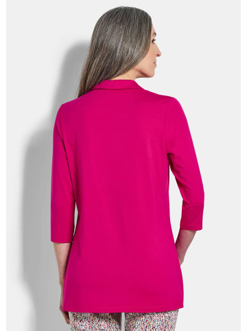 GOLDNER Kurzgröße:  Elegantes Blusenshirt mit Biesen in pink