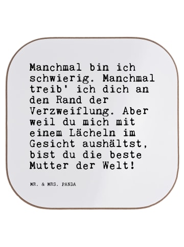 Mr. & Mrs. Panda Getränkeuntersetzer Manchmal bin ich schwierig.... in Weiß