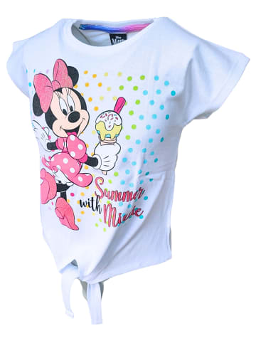 Disney Minnie Mouse T-Shirt Minnie Mouse mit Glitzer & Knoten in Weiß