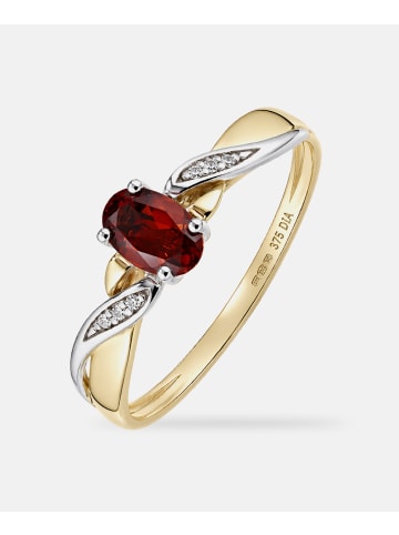 Diamant L'éternel Ring, mit Granat, 375 Gelbgold