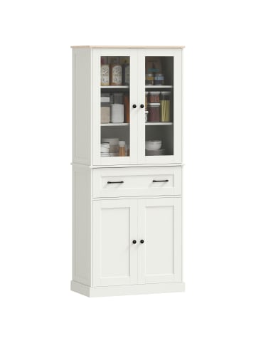 HOMCOM Küchenschrank-76L x 40B x 182,5H cm-Cremeweiß
