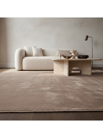 KADIMA DESIGN Teppich Kurzflor Waschbar Einfarbig LECH Microfaser OEKO-TEX in Beige