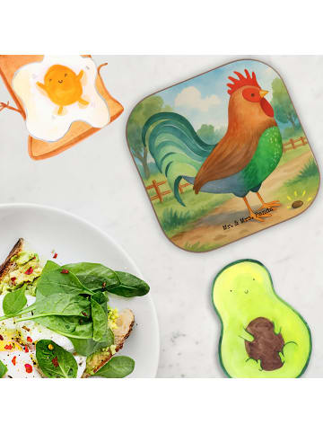 Mr. & Mrs. Panda Holzuntersetzer Hahn Korn Design ohne Spruch in Weiß