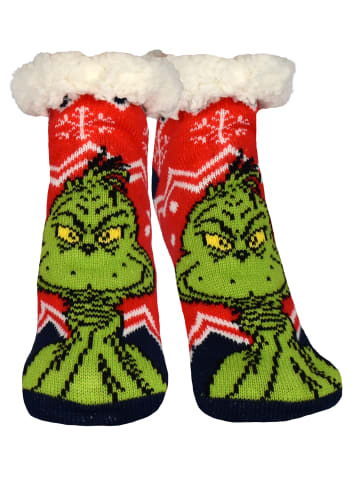 The Grinch The Grinch Hüttensocken Haussocken Kuschelsocken Socken in blau/rot