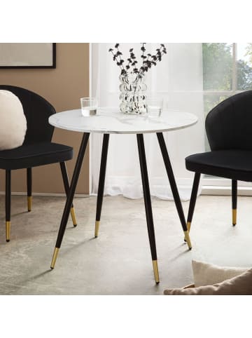 KADIMA DESIGN Esszimmertisch 75x75x76 cm Marmor-Optik Esstisch Modern in Weiß