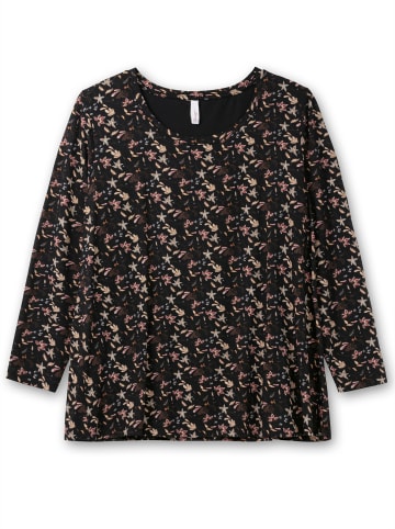 sheego Langarmshirt in schwarz-gemustert
