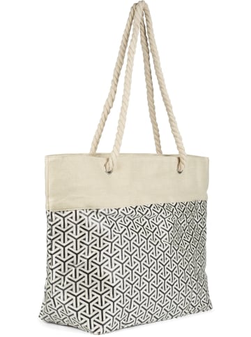 styleBREAKER Strandtasche in Beige-Schwarz