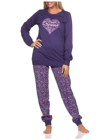 NORMANN Schlafanzug Pyjama langarm Bündchen Sterne - 81627 in lila