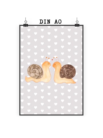 Mr. & Mrs. Panda Bild Schnecken Liebe ohne Spruch in Grau Pastell
