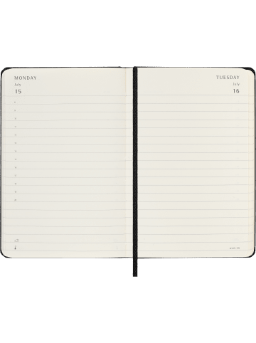 Moleskine 12 Monate Tageskalender 2024, Fester Einband in Schwarz