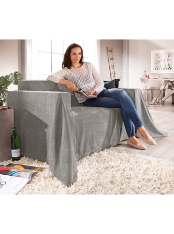 Erwin Müller Sessel- u. Sofaüberwurf in hellgrau/schwarz