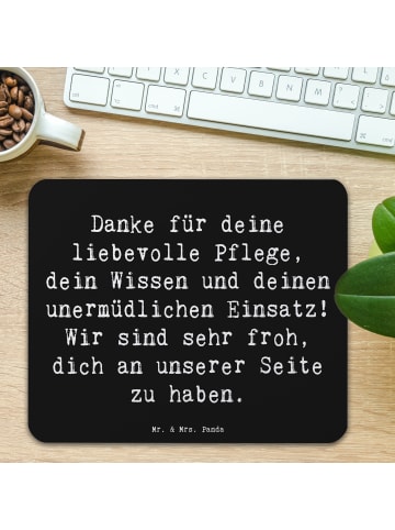 Mr. & Mrs. Panda Mousepad Spruch Dankbare Pflegekraft mit Spruch in Schwarz