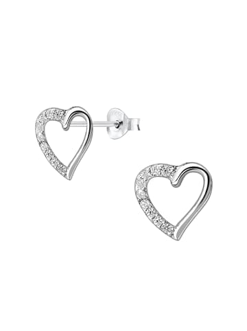 Alexander York Ohrstecker HERZ mit Zirkonia cut-out rhodiniert in 925 Sterling Silber, 2-tlg. in silver