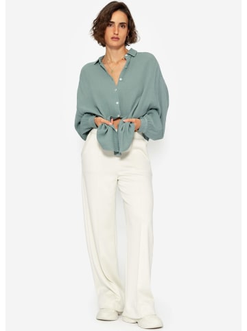 SASSYCLASSY Ultra Oversize Musselin-Blusenhemd kürzere Variante in Grün