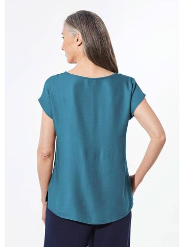GOLDNER Kurzgröße:  Bluse Bluse mit Glitzersteinen in blau