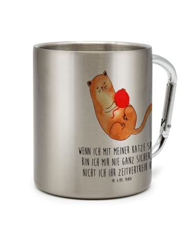 Mr. & Mrs. Panda Becher Katze Wolle mit Spruch in Silber