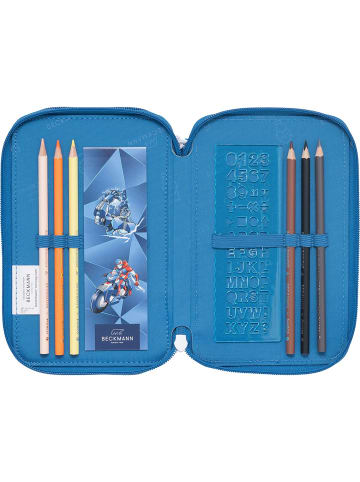 BECKMANN 3-fächrige Federmappe mit Inhalt Blue Lightning in blau