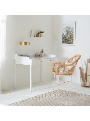 home24 Schreibtisch Lavala in Hochglanz Weiß