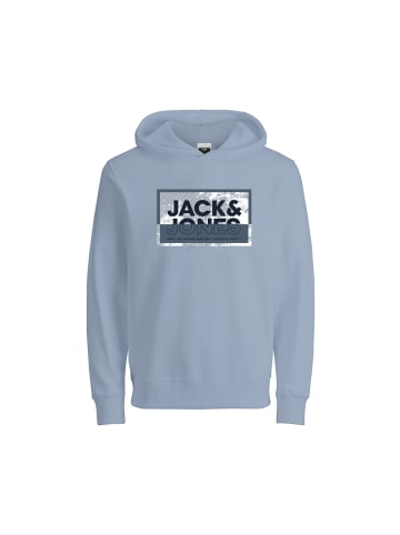 JACK & JONES Junior Sweatshirt JCOLOGAN PRINT SWEAT HOOD SN MNI in subdued blue