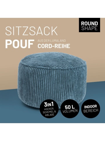 Lumaland Sitzsack-Hocker Pouf rund Cord 50l dunkelblau Blau