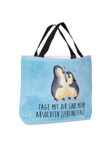Mr. & Mrs. Panda Schultasche Pinguin umarmen mit Spruch in Eisblau