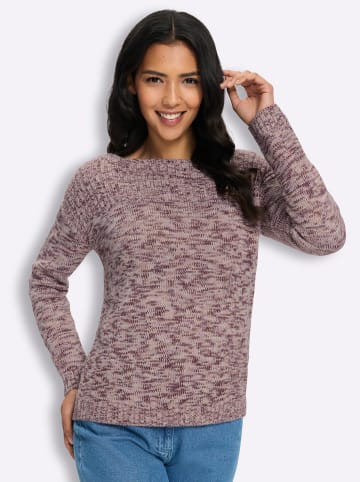 Sieh an! Langarm-Pullover in burgund-ecru-meliert