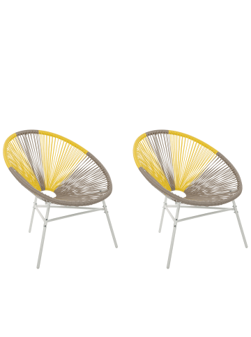 Beliani 2er-Set Cocktailsessel ACAPULCO in Bunt/Weiß/Beige