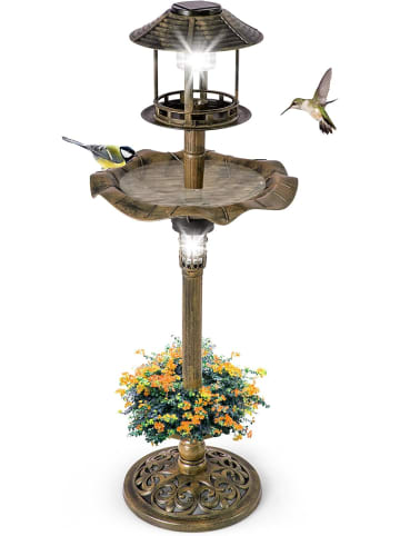 COSTWAY Vogeltränke mit Solarleuchte in Bronze