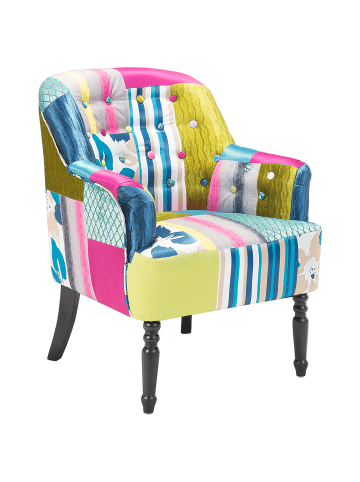 Beliani Sessel MANDAL in Bunt/Weiß/Blau - (W) 59 x (H) 86 x (L) 57 cm