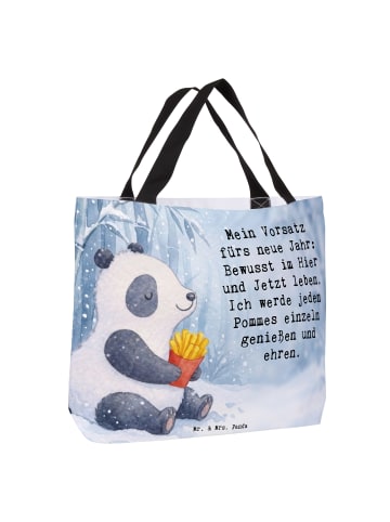 Mr. & Mrs. Panda Shopper Panda Winter Pommes Design mit Spruch in Weiß