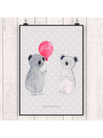 Mr. & Mrs. Panda Poster Koala Luftballon ohne Spruch in Grau Pastell