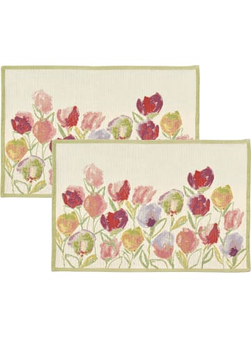 Sander Baumwollmischung, Gewebt, Gobelin Tischset 2er-Pack Tulip glow in rot/natur
